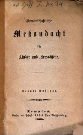 Gemeinschaftliche Meßandacht für Kinder und Erwachsene
