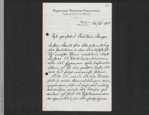 Brief von Käthe Windscheid an Helene Lange