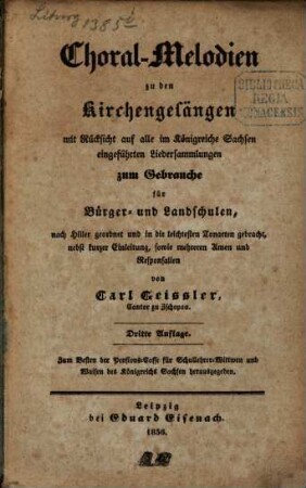 Choral-Melodien zu den Kirchengesängen ...