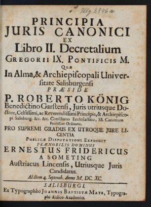 Principia Iuris Canonici Ex Libro II. Decretalium Gregorii IX. Pontificis M.