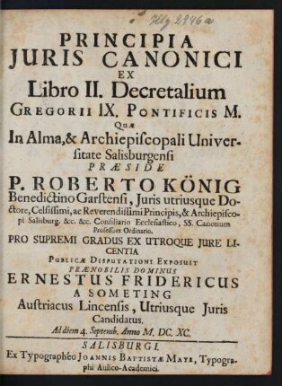 Principia Iuris Canonici Ex Libro II. Decretalium Gregorii IX. Pontificis M.