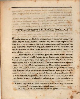 Collectio monimentorum quae in memoriam bibliothecae Apponianae custodita sunt