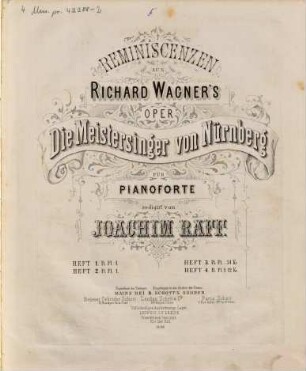 Reminiscenzen aus Richard Wagner's Oper Die Meistersinger von Nürnberg, 2