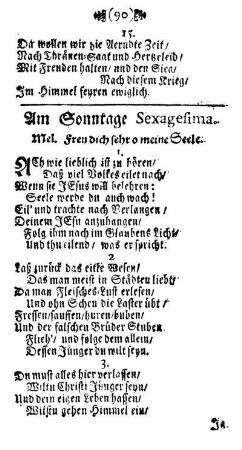 Am Sonntage Sexagesima.