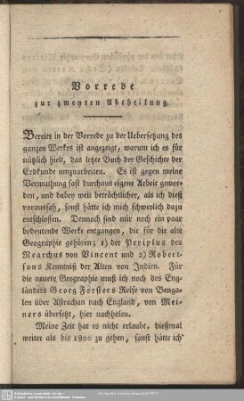 Vorrede zur zweyten Abtheilung