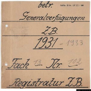 Generalverfügungen betr. Inneren Dienstbetrieb der Stadtverwaltung.