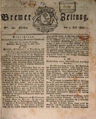 Bremer Zeitung : für Politik, Handel und Literatur. 1817,7/9