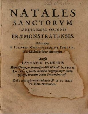 Natales Sanctorum ... Ordinis Praemonstratensis
