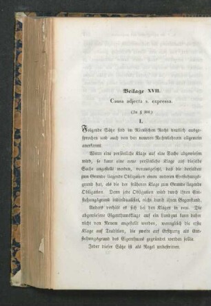 Beilage XVII. Causa adjecta s. expressa