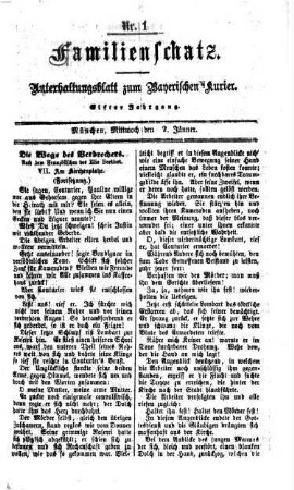 Familienschatz : tägliche Unterhaltungsbeilage zum Bayerischen Kurier. 1867 = Jg. 11