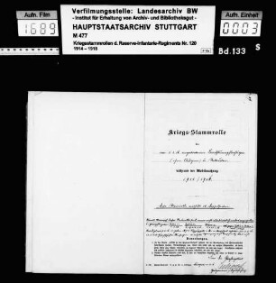 Kriegsstammrollen des 1. Rekruten-Depots