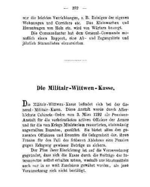 XVIII. Die Militair-Wittwen-Kasse