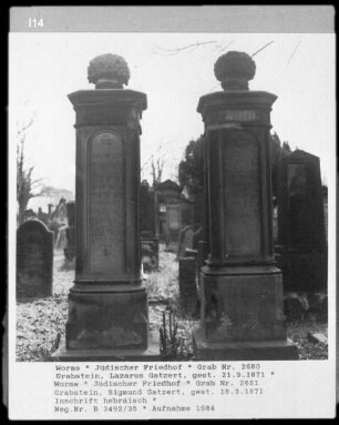 Grabstein des Lazarus Gatzert (gestorben 1871.09.21)