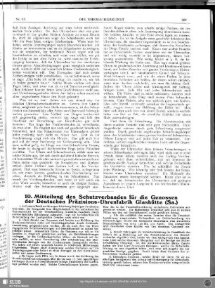 10. Mitteilung des Schutzverbandes für die Genossen der Deutschen Präzisions-Uhrenfabrik Glashütte (Sa.)
