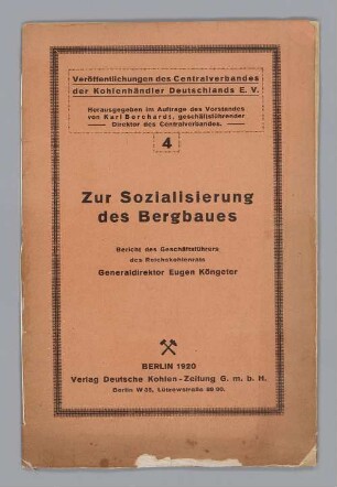 "Zur Sozialisierung des Bergbaus"