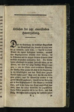 Ursachen der jetzt einreissenden Hauserziehung
