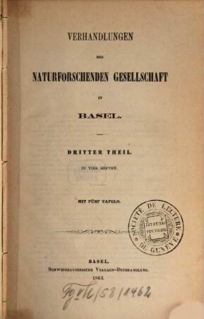 Verhandlungen der Naturforschenden Gesellschaft in Basel : VNG. 3, 3. 1863