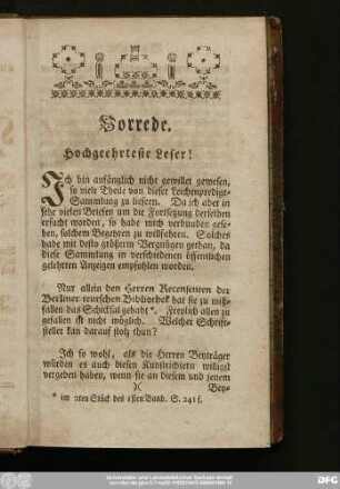 Vorrede. Hochgeehrtester Leser!