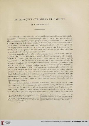 De quelques cylindres et cachets de l’Asie- Mineure