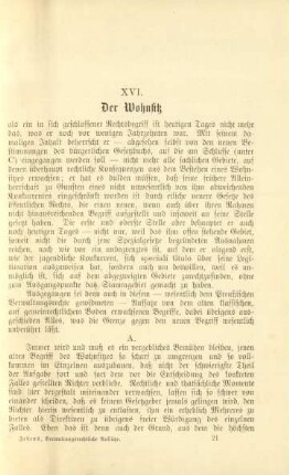 XVI. Der Wohnsitz