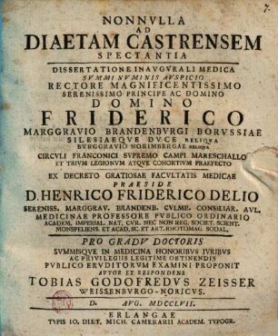 Nonnvlla ad diaetam castrensem spectantia