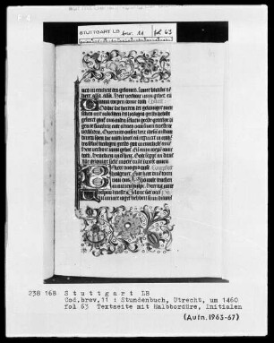 Niederländisches Stundenbuch (Handschrift der Brüder vom gemeinsamen Leben) — ---, Folio 63 rectoTextblatt