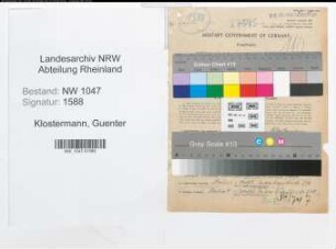 Entnazifizierung Guenter Klostermann , geb. 01.01.1907 (Ingenieur)
