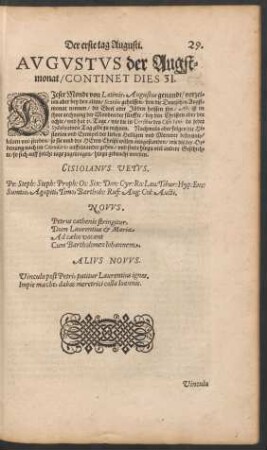 Augustus der Augstmonat/ Continet Dies 31.