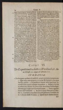 Caput VI. De Expeditionibus bellicis Witikindi ab Anno Christi 772. usque ad Annum 777