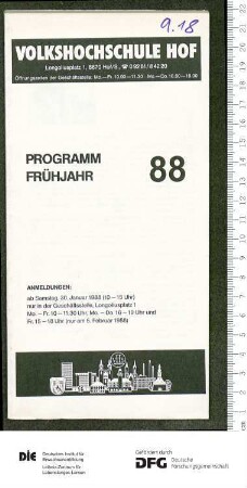 Programm 1. Semester 1988