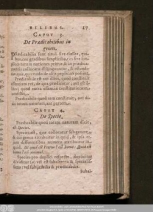 Caput 3. De Praedicabilibus in genere.