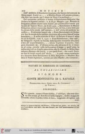 Notizie di Ambrogio di Lorenzo. Al chiarissimo Signore Conte Benvenuto di S. Rafaele