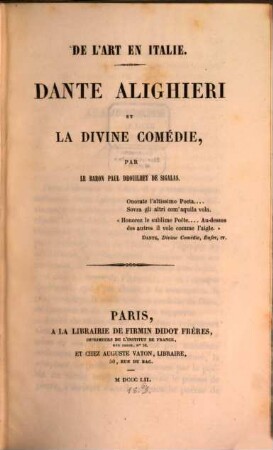 De l'art en Italie : Dante Alighieri et la divine comédie