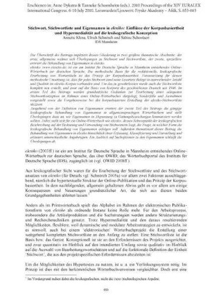 Stichwort, Stichwortliste und Eigennamen in elexiko
