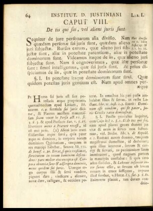 Caput VIII. De iis qui sui, vel alieni iuris sunt