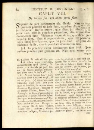 Caput VIII. De iis qui sui, vel alieni iuris sunt