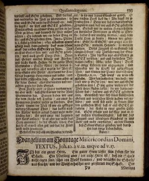 Evangelium am Sonntage Misericordias Domini.