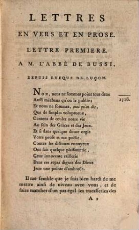 Oeuvres Complètes De Voltaire. Tome Quinzieme, Lettres En Vers Et En Prose