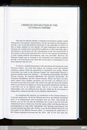Crimean Separatism In The Ottoman Empire