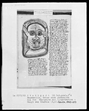 Jean de Mandeville, Reise nach Jerusalem — Haupt des Teufels, Folio 75verso