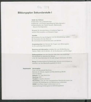 Bildungsplan Sekundarstufe I