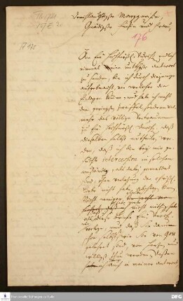 Brief von August Hermann Francke an Sophie Christiane von Brandenburg-Bayreuth.