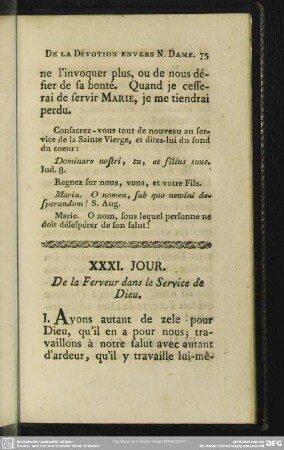 XXXI. Jour. De la Ferveur dans le Service de Dieu