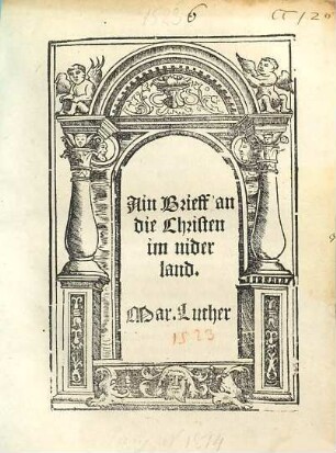 Ain Brieff an die Christen im niderland
