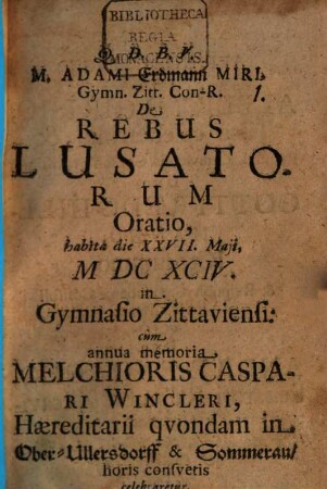De rebus Lusatorum oratio
