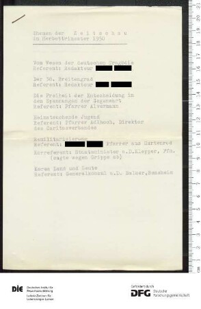 Beilage zum Programm 3. Trimester 1950