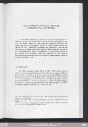 Alexandrie: Évolution D'Une Ville Cosmopolite Au XIXe Siècle