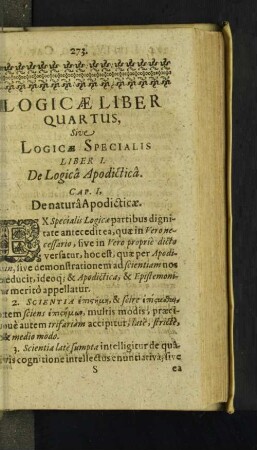 Logicae Liber Quartus, Sive Logicae Specialis Liber I.