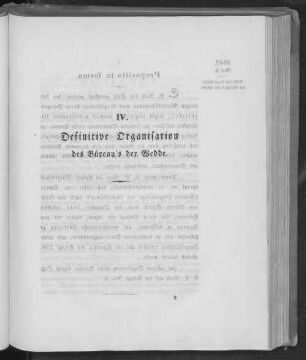 IV. Definitive Organisation des Büreau's der Wedde.
