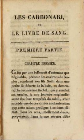 Les carbonari, ou le livre de sang, 1